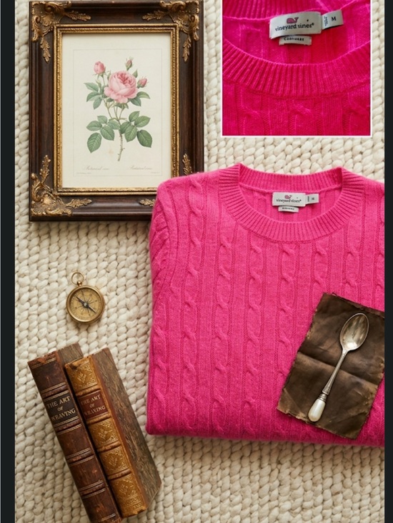 Vineyard Vines Sweaters - Vineyard Vines Women's Cable Knit Crew Sweater - Hot Pink